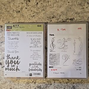 Stampin' Up! Thankful Thoughts & Elegant Notes Wood Mount Stamp Sets